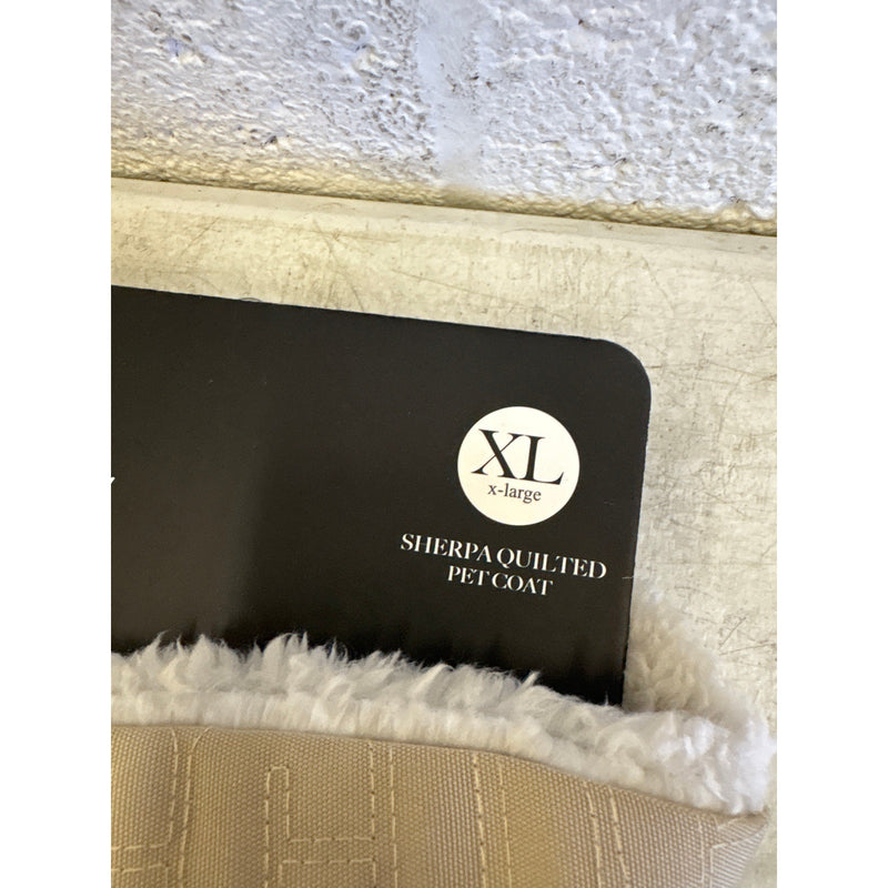 UGG Sherpa Quilted Pet Coat, Hook & Loop Straps, Soft & Cozy, Tan - XL Size