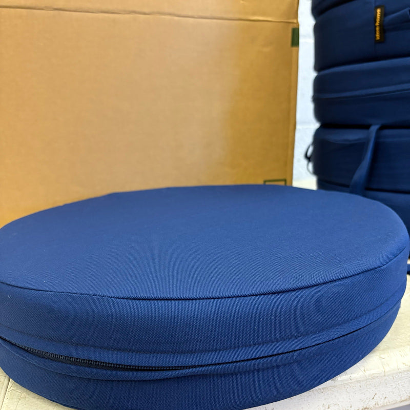 Set-of-6 idee-home Outdoor Bistro Chair Cushions, 15”x3” Thick, Round - Blue