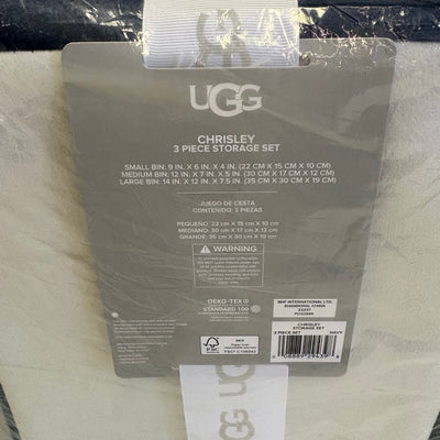 Ugg Chrisley 3 Piece Storage Set, Baskets with Handles, Home Organization - Blue