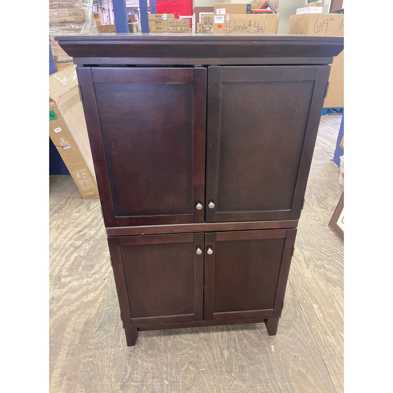 Cabinet Desk and Storage, Bulletin, Dry Erase, Pull Out Keyboard Tray Wood Brown