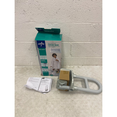 Medline Bathtub Grab Bar Microban – Bathroom Wall Support Handle, Non-Slip GRAY