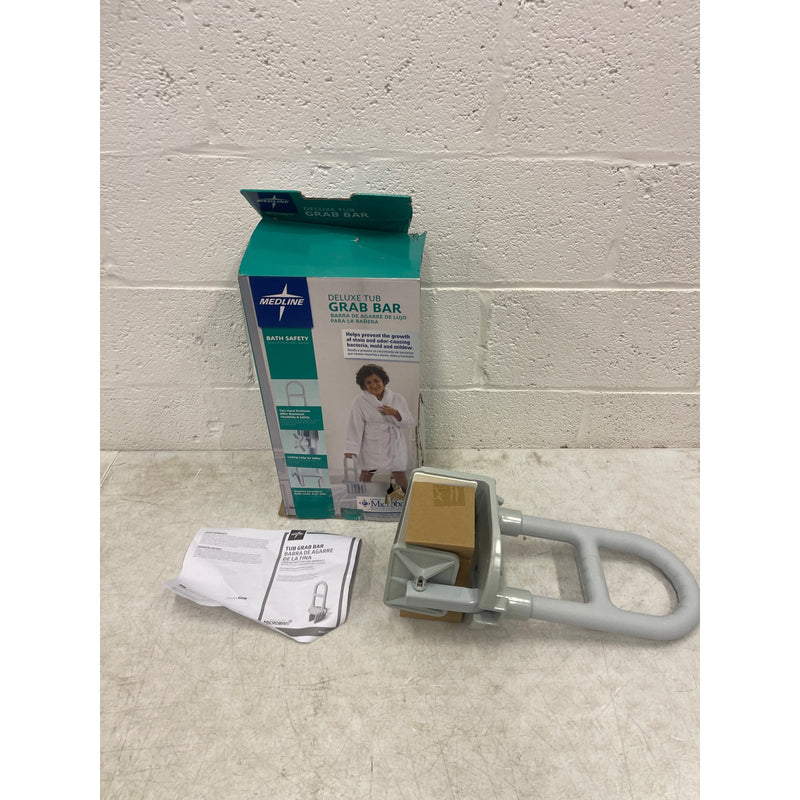 Medline Bathtub Grab Bar Microban – Bathroom Wall Support Handle, Non-Slip GRAY