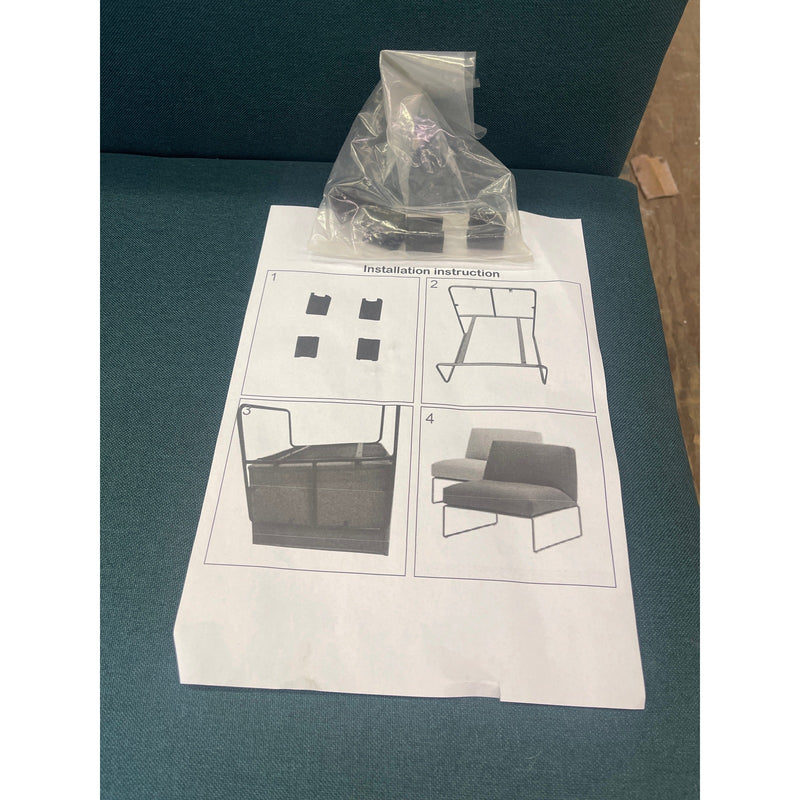 31 x 23 x 27 Inch Green Cushioned Modern Chairs with Black Metal Legs