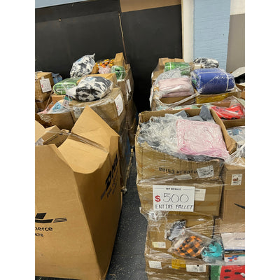 Pallets of Clothes, Shoes, Rugs, Blankets, Pet, Electronics Accessories, Baby, & Home Improvement