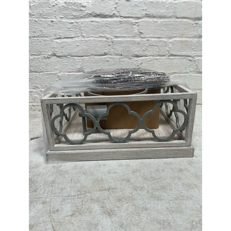 Hunter Gablecrest 13.5 in. 2-Light Fixture French White/Concrete Flush Mount