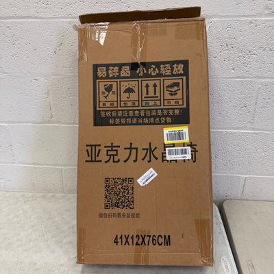 Cenozo Modern Minimalist Vanity Chair Clear Acrylic w/ Velvet Seat Cushion Cream