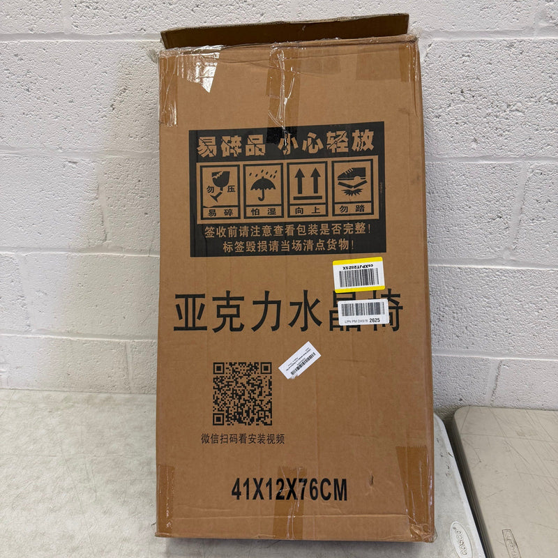 Cenozo Modern Minimalist Vanity Chair Clear Acrylic w/ Velvet Seat Cushion Cream