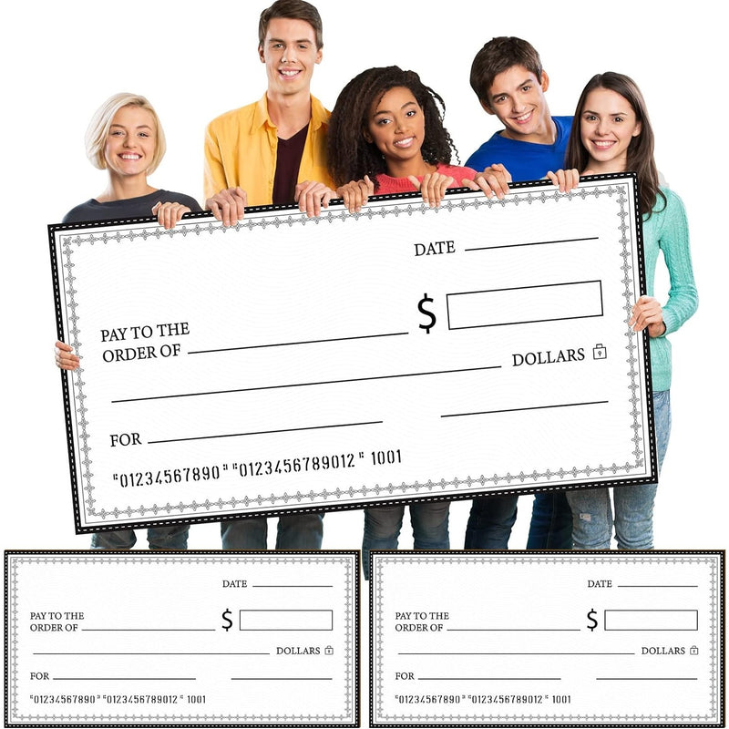 Crtiin Giant Check 55 x 30 Reusable Big Check Rigid Blank Checks 4 Pcs Dry Erase