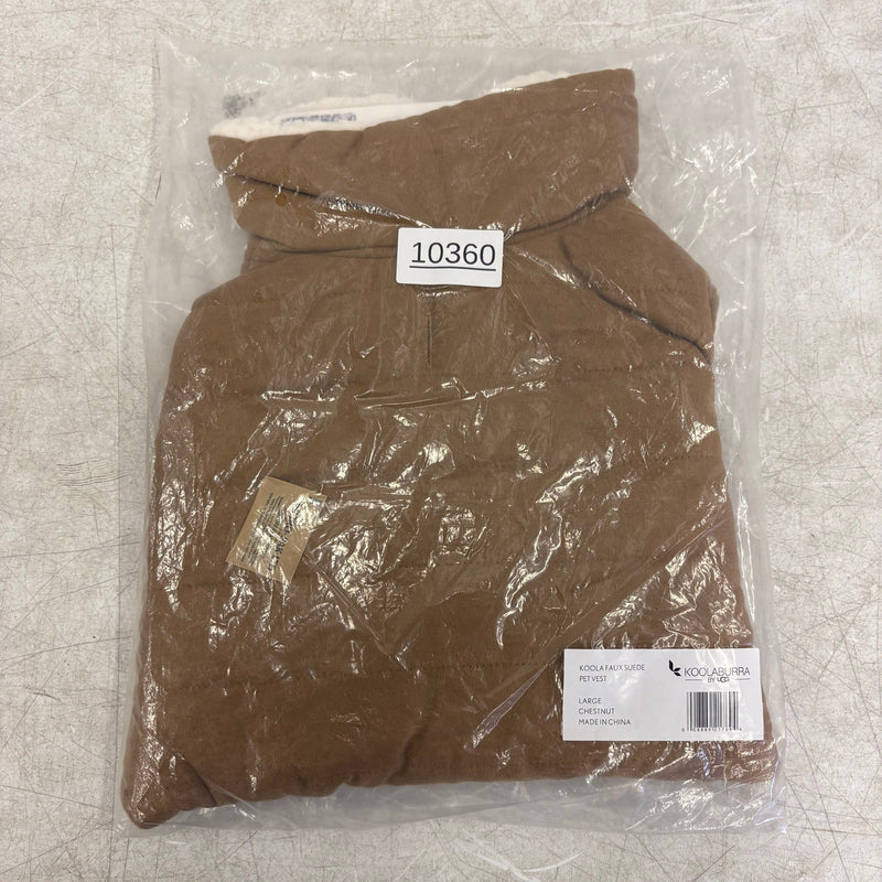 Koolaburra UGG Pet Koola Faux Suede Vest Dog Jacket 17-18" Collar, Brown Large