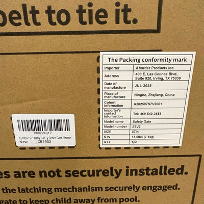 Cumbor 29.7-57" Wide Baby Gate Self Closing Dog Gate Pressure Mounted - Brown