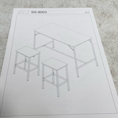 NEW VEVOR Bar Table and Chairs Set 47" Pub Table Set with 2 Bar Stools