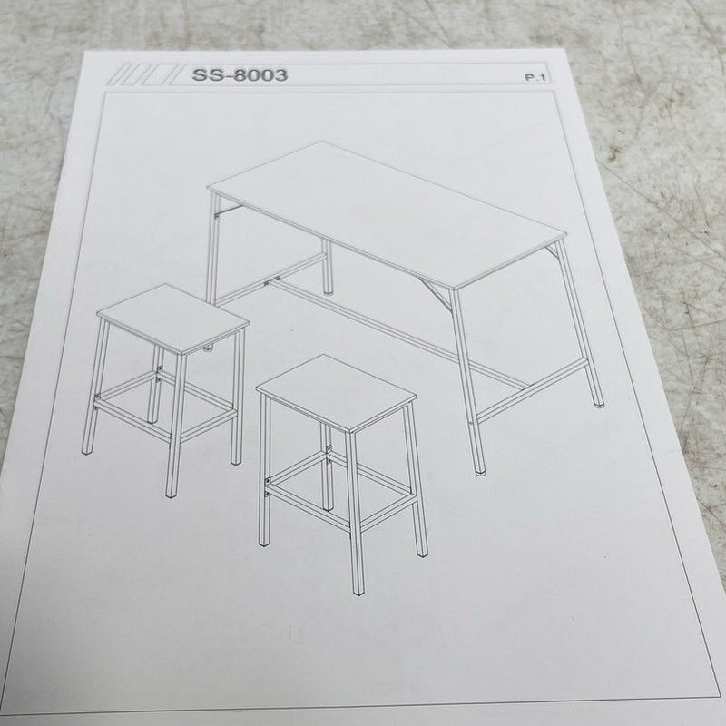 NEW VEVOR Bar Table and Chairs Set 47" Pub Table Set with 2 Bar Stools