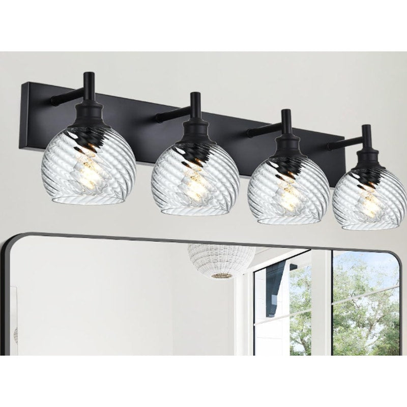Bathroom Vanity Light 4-Light Vanity Lighting Fixtures w Globe Clear Glass Shade