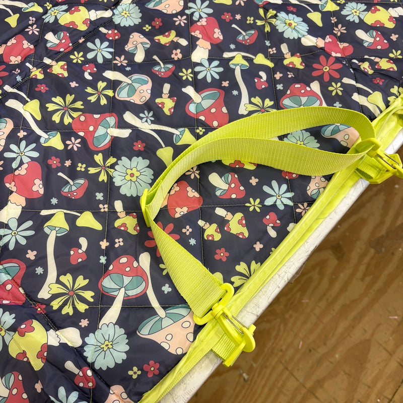 58"x70" Stadium Blanket, Folds Into Easy to Carry Bag w Shoulder Strap, Mushroom