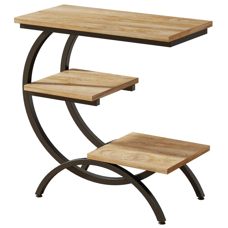 Tribesigns C-Shaped End Table, Industrial 3-Tier Side Table for Small Space