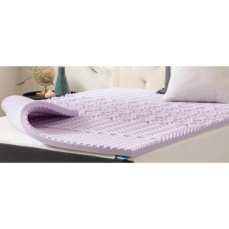 LUCID Lavender Infused 2" Memory Foam Mattress Topper Full Size w 5 Zones Purple