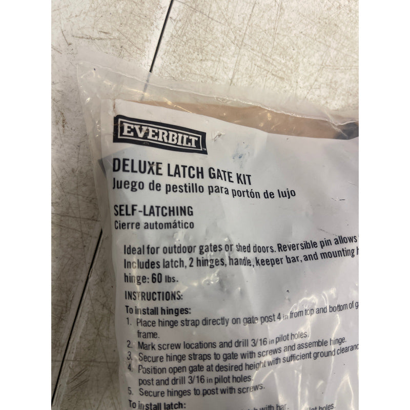 Everbilt Deluxe Self Latch Gate Set, Steel, Reversible Pin, Heavy Duty - Black