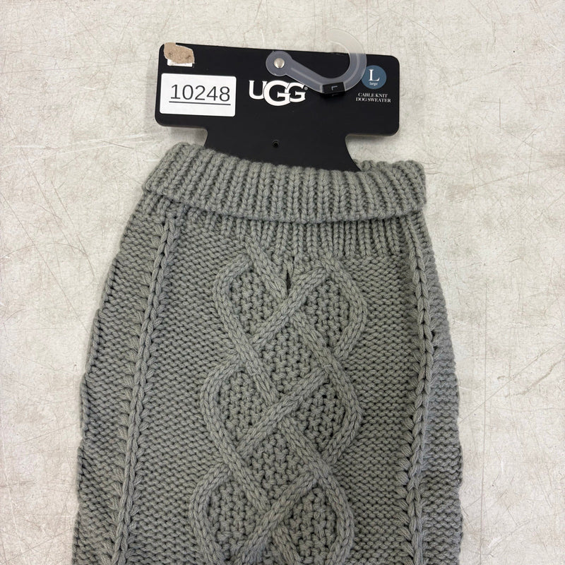 UGG Pet-Classic Cable Knit Dog Sweater Size Large 14-16" Collar - Gray