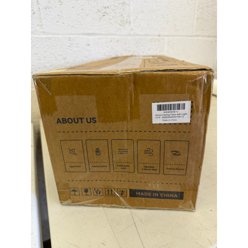 wurzee 52" Flush Mount Low Profile Ceiling Fan, Black, 6 Speeds, Remote Included