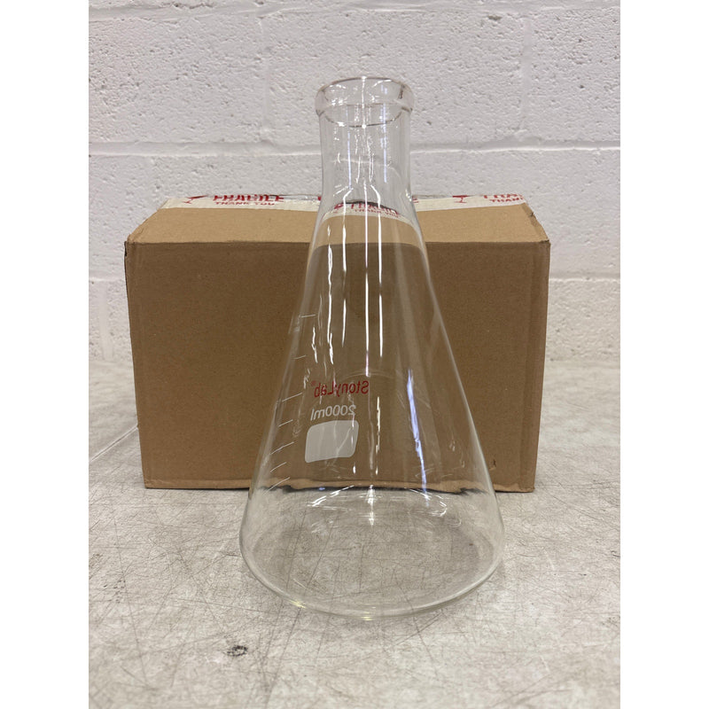 Stonylab Narrow Mouth Erlenmeyer Flask 2000 ml, Science Class Borosilicate Glass