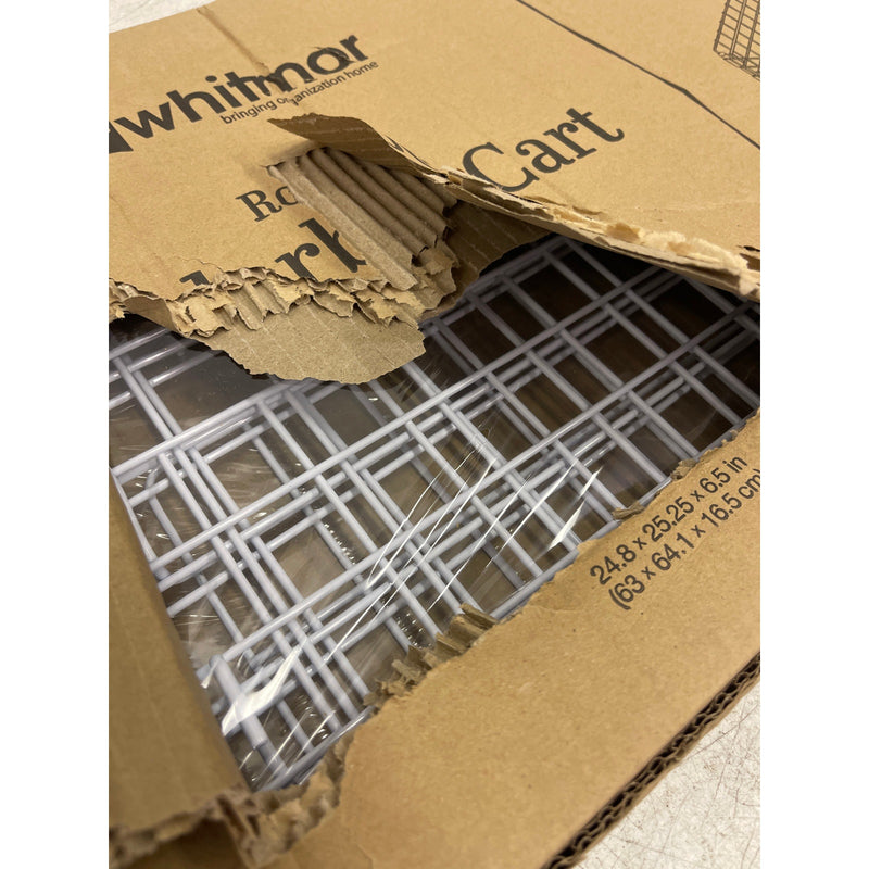 Whitmor Rolling White Wire Underbed Cart Under Bed Storage w Wheels 25"x25"x6.5"