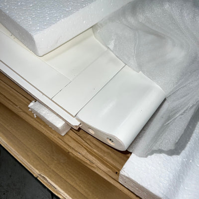 King Sleigh Bed Frame Crown Mark Louis Philip, Solid Wood, White, Ding / Dent