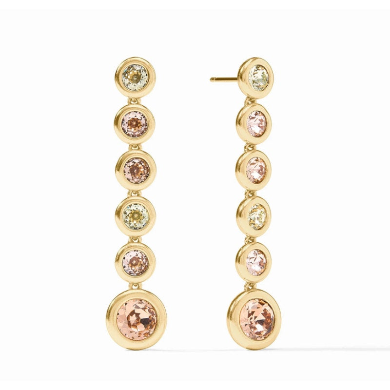 Julie Vos Rainbow Tier Earring, 24K Gold Plated, Champagne Radiance - Pink Green