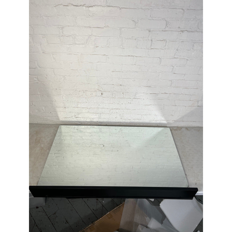 Gloria Rectangle Mirror with Shelf 47 in. W x 31 in. H, Black, Wood, Wall Mount