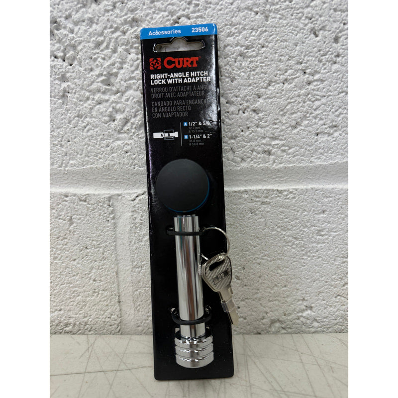 CURT 1/2" Hitch Lock with 5/8" Adapter (1-1/4" or 2" Receiver, Right-Angle)
