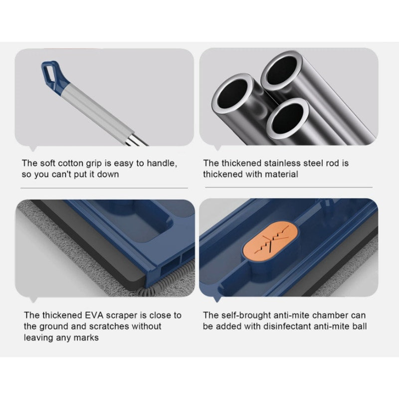 MircleMop Flat Mop 360° Rotating Mop with Bucket and 6 Microfiber Pads