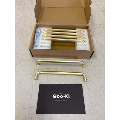 Goo-Ki 6 Pack 6-1/4" Hole Center Cabinet Pulls Light Brushed Brass, Hardware
