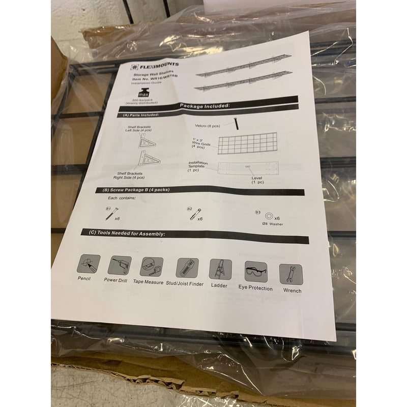2-PACK FLEXIMOUNTS Wall Shelf Storage Rack 1ft x 6ft SEE DETAILS