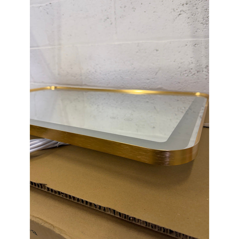 TheiaMo Rectangular LED Lighted Bathroom Mirror, 32"x20" - Gold Frame