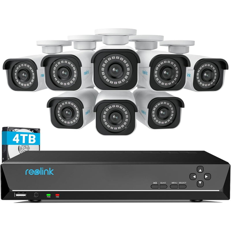 REOLINK 8-Camera System 4K Security w Person Vehicle Detection 24-7 Recording
