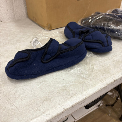 LOT-OF-24 Men's Adjustable Strap Slippers LARGE, Memory Foam, Rubber Bottom Blue