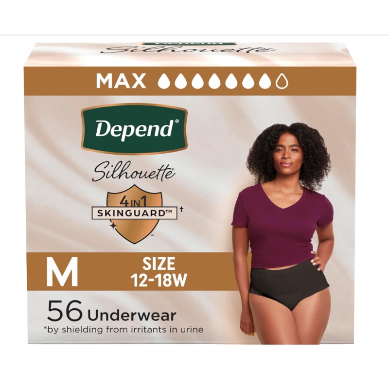 Depend Silhouette Adult Bladder Leak Underwear for Women Medium Black 56 Count