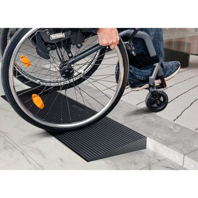 CINNYE 1'' Rise Solid Rubber Wheelchair Ramp for Doorways (35x6x1in) - Black