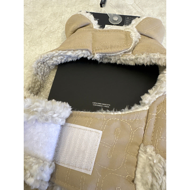 UGG Sherpa Quilted Pet Coat, Hook & Loop Straps, Soft & Cozy, Tan - Small Size
