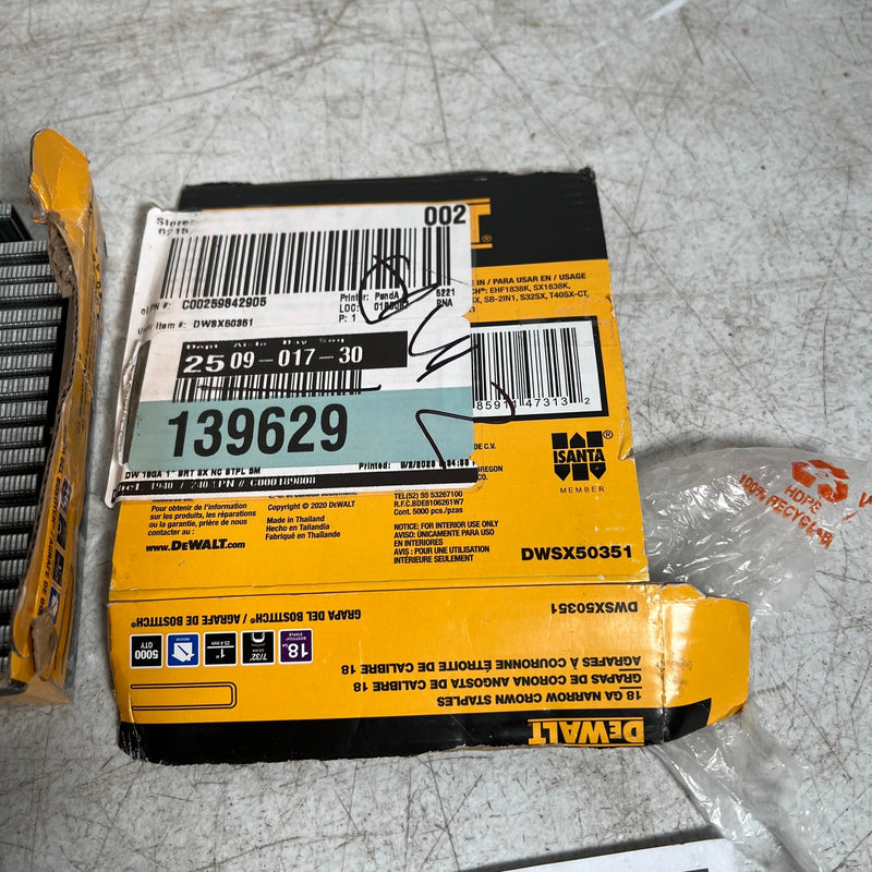Dewalt 1 in. Leg x 7/32 in. 18-Gauge Crown Glue Collated Steel Staples, 5,000pcs