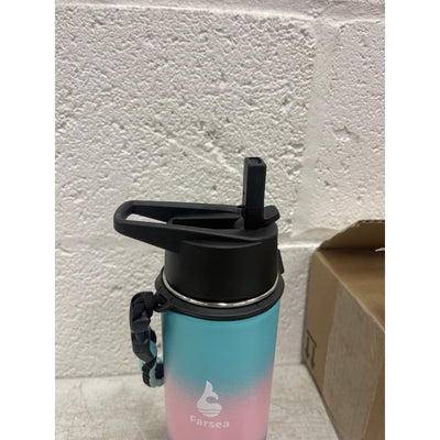 Farsea Insulated Water Bottle With Paracord Handle, 2 Lids Sweat-Proof 18 oz