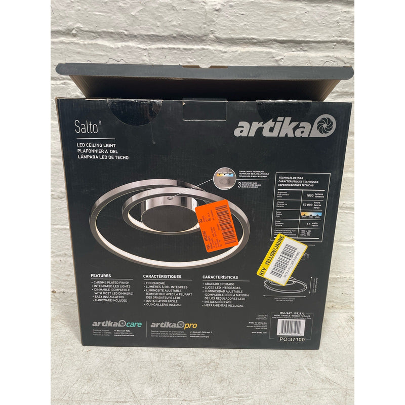 Artika Salto Flush Mount Ceiling Light Fixture 15W LED Modern Swirl, Chrome
