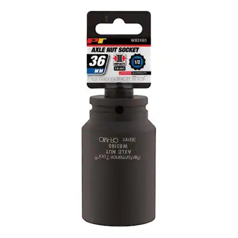 Performance Tool Heavy Duty 36mm 12 Point Axle Nut Socket Chrome Alloy Steel