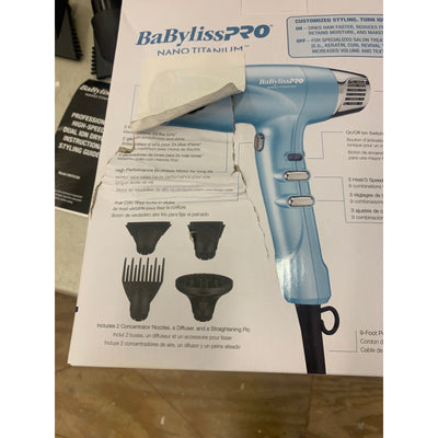 BabylissPRO Hair Dryer Nano Titanium, Professional 1875-Watt Blow Dryer Blue