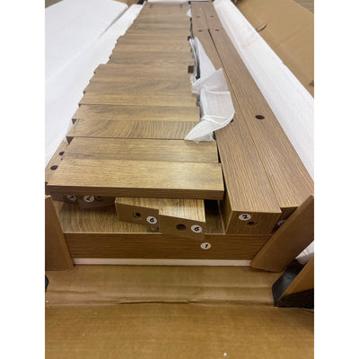 Consola estilo granja Tribesigns, 180 cm, mesa de entrada, mesa de sofá de dos niveles, marrón