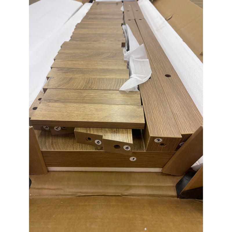 Consola estilo granja Tribesigns, 180 cm, mesa de entrada, mesa de sofá de dos niveles, marrón