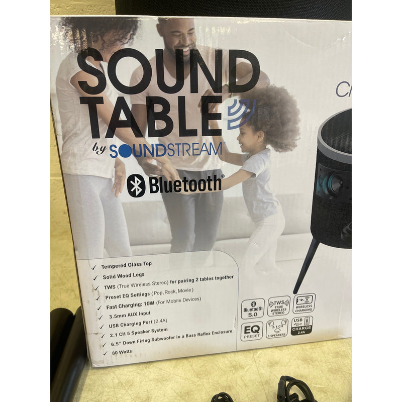 SOUNDSTREAM ST-180TRD-BLK Smart Sound Table Charging Bluetooth Speaker Glass Top
