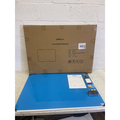 DEVELOP Magnetic Glass Whiteboard, Dry Erase Baard 36" x 24" Blue Frosted, w Markers