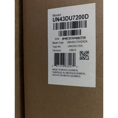 Samsung Smart LED TV 43" Class 4K 2160p Streaming Television UN43DU7200D