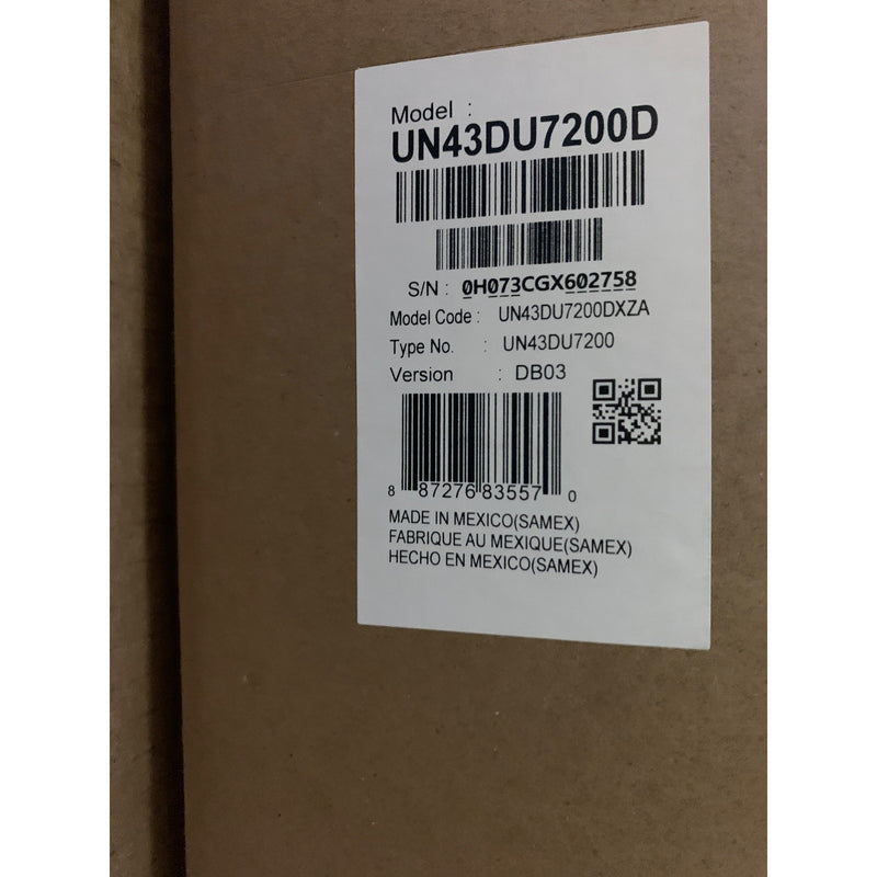 Samsung Smart LED TV 43" Class 4K 2160p Streaming Television UN43DU7200D