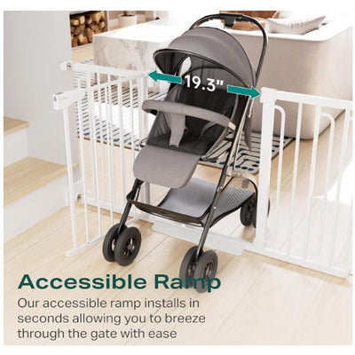 Cumbor 29.7-57" Wide Baby Gate Self Closing Dog Gate Pressure Mounted - White